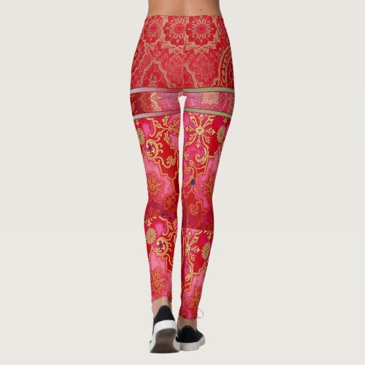 ORIENTAL Rood Gouden Patroon - Leggings  (Achterkant)