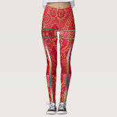 ORIENTAL Rood Gouden Patroon - Leggings  (Voorkant)
