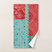 ORIENTAL rood turquoise patroon - badhanddoek set Bad Handdoek (Handdoek)