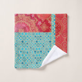 ORIENTAL rood turquoise patroon - badhanddoek set Bad Handdoek (Wasdoekje)