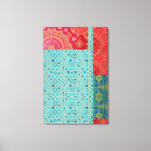 ORIENTAL rood turquoise patroon - gewikkeld canvas (Voorkant)
