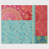 ORIENTAL rood turquoise patroon - inpakpapier (Vlak)