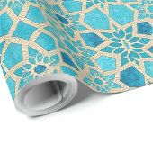 ORIENTAL rood turquoise patroon - inpakpapier (Rol Hoek)