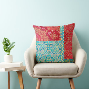 ORIENTAL rood turquoise patroon - kussen