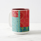 ORIENTAL rood turquoise patroon - Mok, Cup Tweekleurige Koffiemok (Voorkant links)