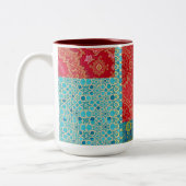 ORIENTAL rood turquoise patroon - Mok, Cup Tweekleurige Koffiemok (Links)