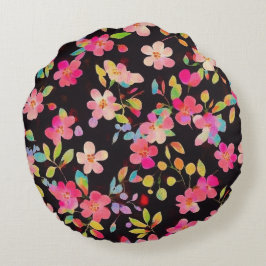 Oriental Royal Shimmering Flowers Pillow Rond Kussen