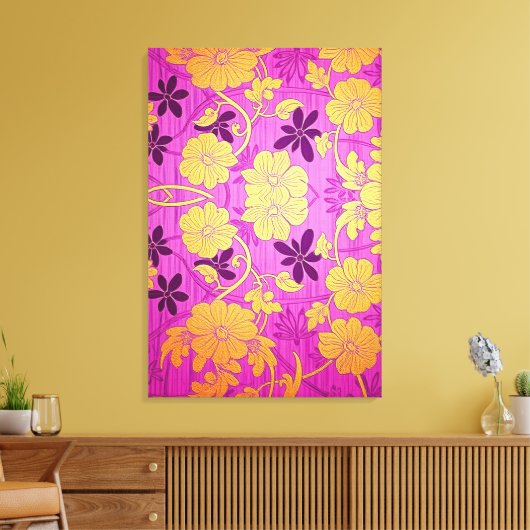 ORIENTAL Roze Gouden Patroon - Ingewikkeld Canvas Afdruk (Insitu (Woonkamer))