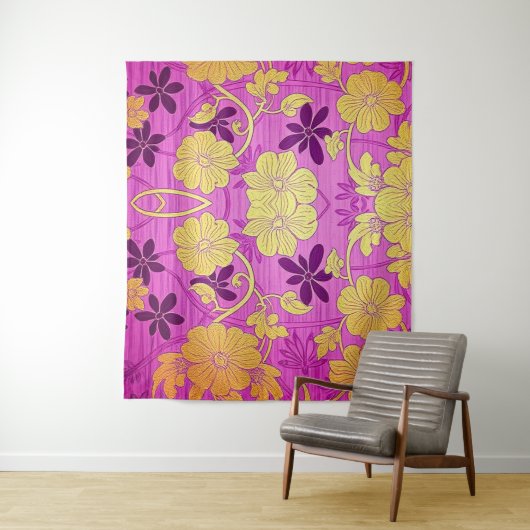 ORIENTAL Roze Gouden Patroon - Tapestry Wandkleed (In situ)