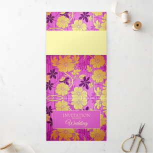 ORIENTAL Roze Gouden Patroon - Uitnodigingskaart Drieluik Uitnodiging