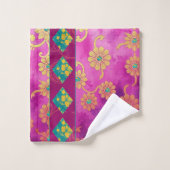 ORIENTAL Roze Paarse Turquoise - Badhanddoek Set Bad Handdoek (Wasdoekje)