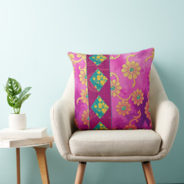 ORIENTAL Roze Turquoise Bloemen - Kussen