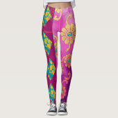 ORIENTAL Roze Turquoise Bloemen - Leggings (Voorkant)