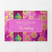 ORIENTAL Roze Turquoise Bloemen - Uitnodiging Kaar (Cover)