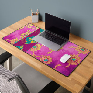 ORIENTAL Roze Turquoise - Deskmat, Muismat Bureaumat