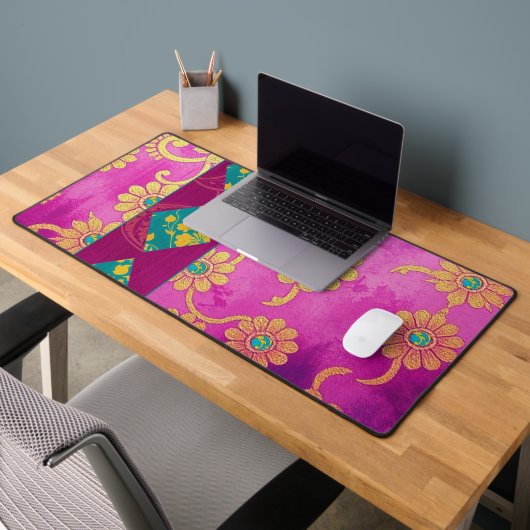 ORIENTAL Roze Turquoise - Deskmat, Muismat Bureaumat (Kantoor 2)
