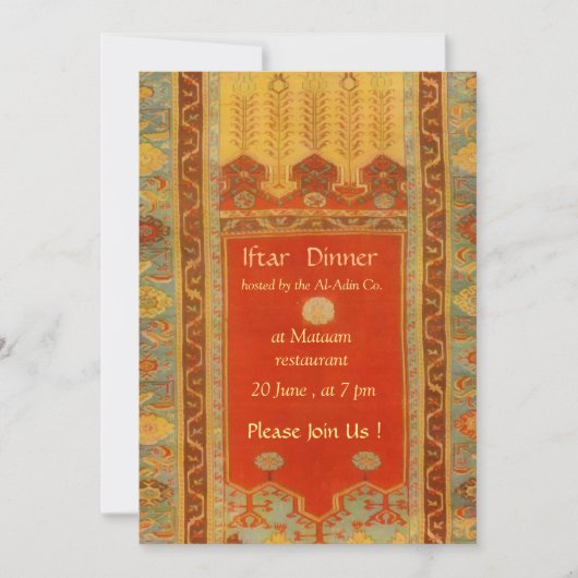 Oriental rug Ladik style - iftar diner Kaart (Voorkant)