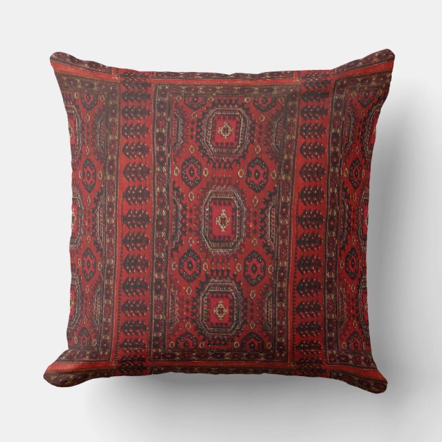 Oriental rug look   -red grunge  buitenkussen (Voorkant)