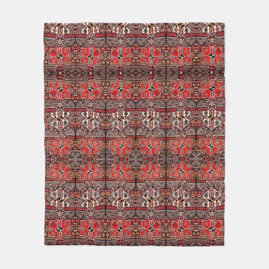 Oriental rug look - rood zwart fleece deken (Voorkant)