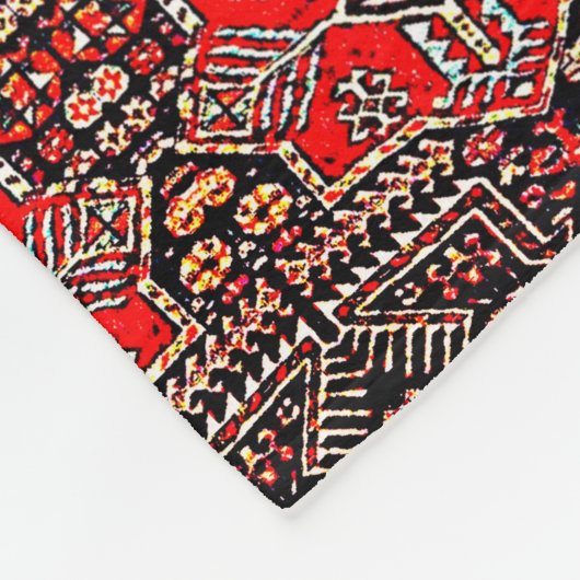 Oriental rug look - rood zwart fleece deken (Hoek)