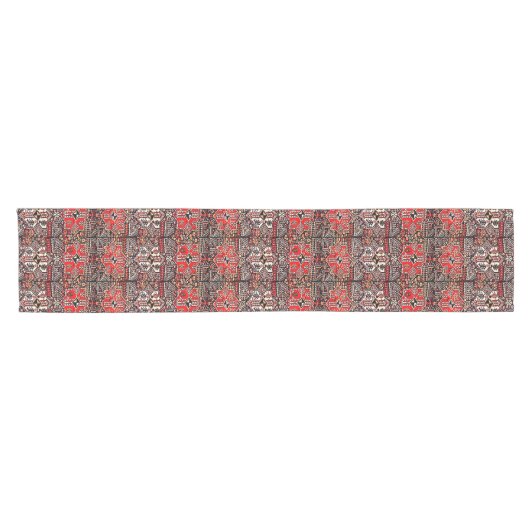 Oriental rug look - rood zwart korte tafelloper (Horizontaal)