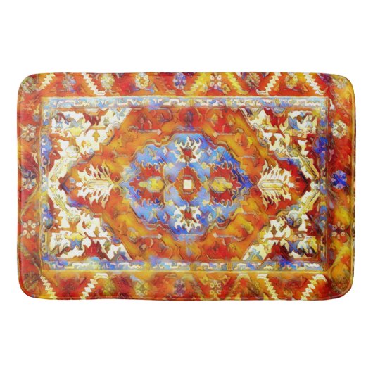 Oriental rug - oranje blauwe waterverf kijk badmat (Voorkant)
