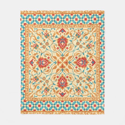 Oriental rug,ornate ornamental floral pattern,styl fleece deken (Voorkant)
