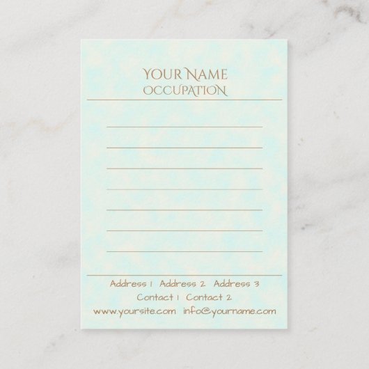 Oriental Rug - Visitekaartje (Achterkant)