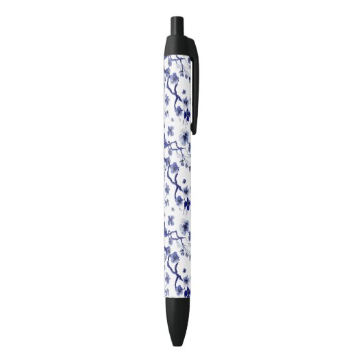 Oriental Sakura Branch Pattern Zwarte Inkt Pen (Achterkant (Verticaal))
