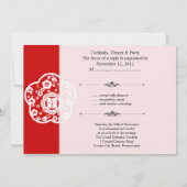 Oriental sakura bruiloft dubbel geluk uitvinding kaart (Achterkant)