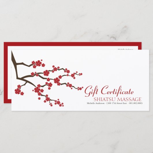 Oriental Sakura Cherry Blossom Gift Certificate (Voorkant / Achterkant)