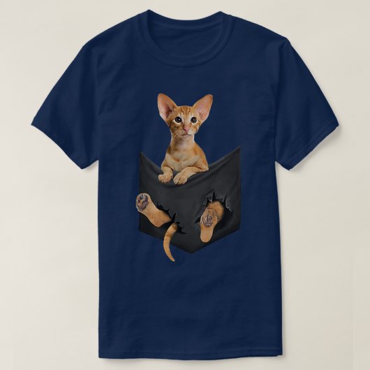 Oriental Shorthair Cat In Pocket  T-shirt (Design voorkant)