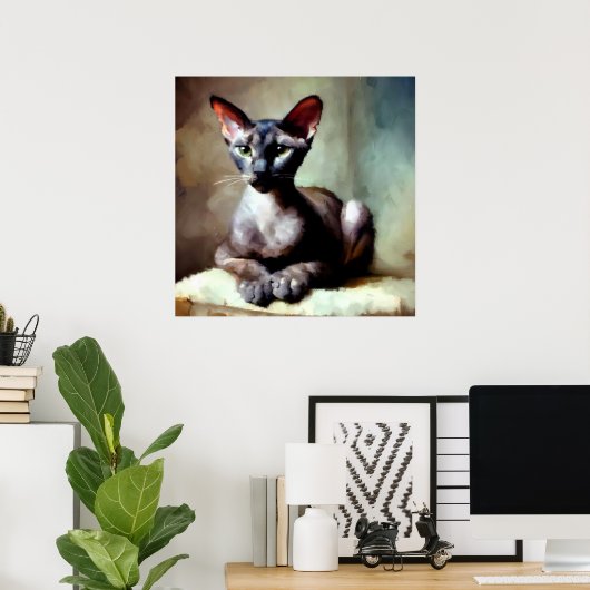 Oriental Shorthair Cat Poster (Thuiskantoor)