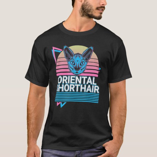 Oriental Shorthair Cat Retro T-shirt (Voorkant)