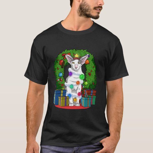 Oriental Shorthair Cat Tree X-Mas Santa T-shirt (Voorkant)