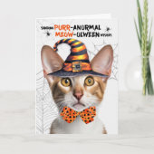 Oriental Shorthair Tabby PURRanormal MEOWolween Feestdagen Kaart (Voorkant)