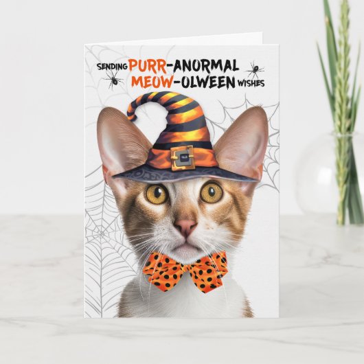 Oriental Shorthair Tabby PURRanormal MEOWolween Feestdagen Kaart (Voorkant)