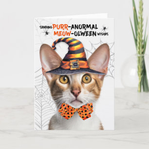 Oriental Shorthair Tabby PURRanormal MEOWolween Feestdagen Kaart