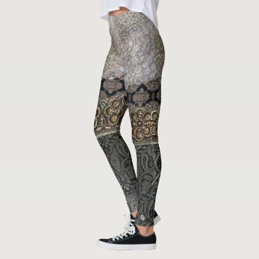Oriental Silver & Gold Lace Garter Leggings (Links)