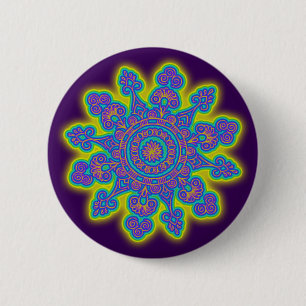 Oriental Snowflake Flower I + jouw rug. en ideeën Ronde Button 5,7 Cm