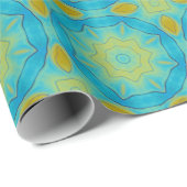 Oriental Star in Blue en Old Gold Yellow Cadeaupapier (Rol Hoek)