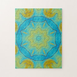 Oriental Star in Blue en Old Gold Yellow Legpuzzel