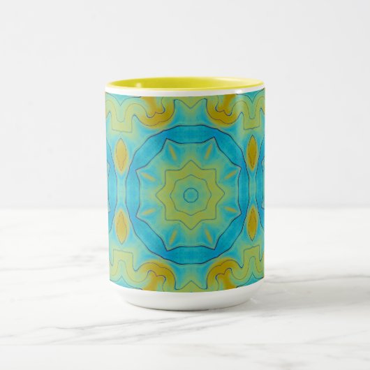 Oriental Star in Blue en Old Gold Yellow Mok (Midden)