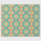 Oriental Star Pattern in Oranje en Blauwgroen Groe Cadeaupapier (Vlak)