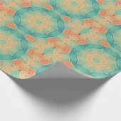 Oriental Star Pattern in Oranje en Blauwgroen Groe Cadeaupapier (Hoek)