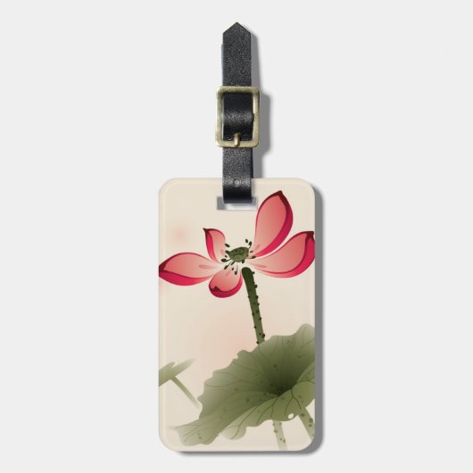 Oriental style Lotus Bagagelabel (Voorkant verticaal)