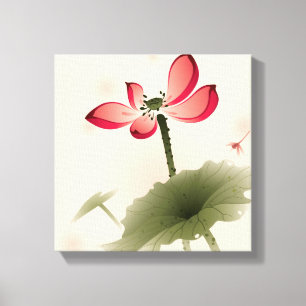 Oriental style Lotus Canvas Afdruk