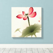 Oriental style Lotus Canvas Afdruk (Insitu (Houten vloer))