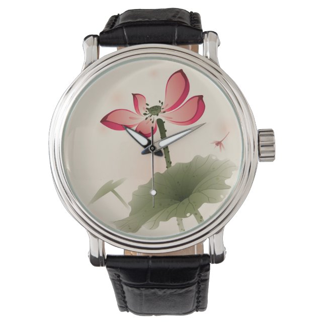 Oriental style Lotus Horloge (Voorkant)