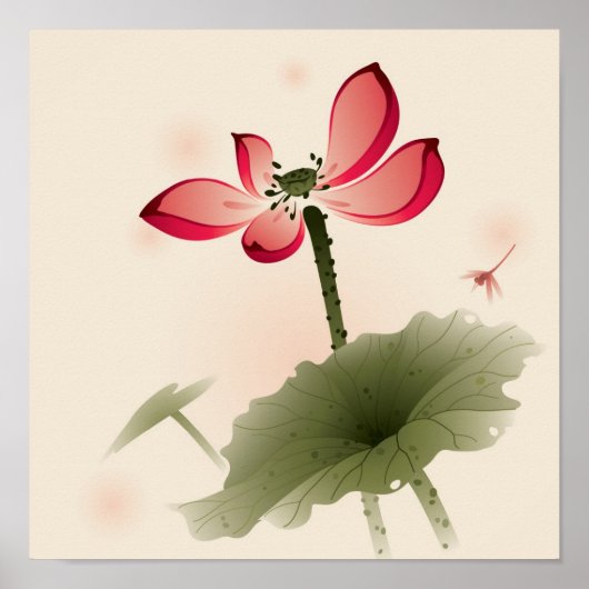 Oriental style Lotus Poster (Voorkant)